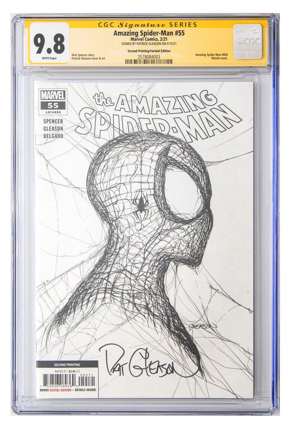 Amazing Spider-Man #55 1:50 Ratio Second Print CGC 9.8 ➤ Signed by Patrick Gleason